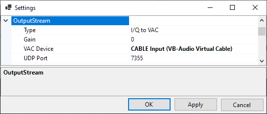 Output Stream Settings
