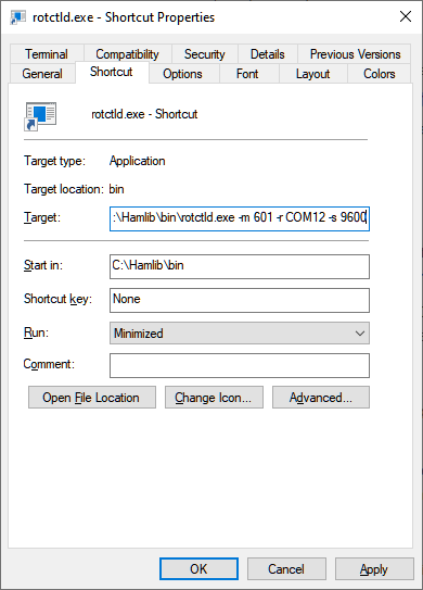 Rotctld Shortcut
