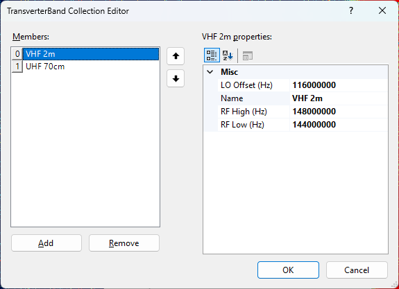 Transverter Band Editor
