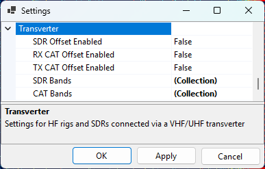 Transverter Settings