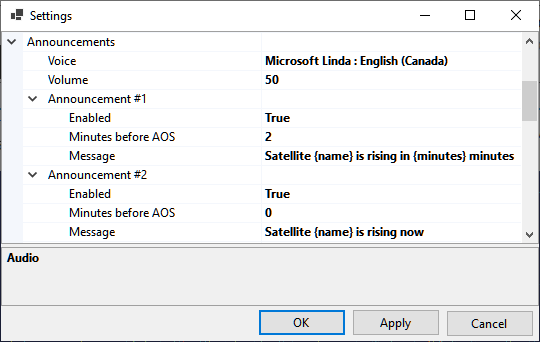 Voice Announcement Settings